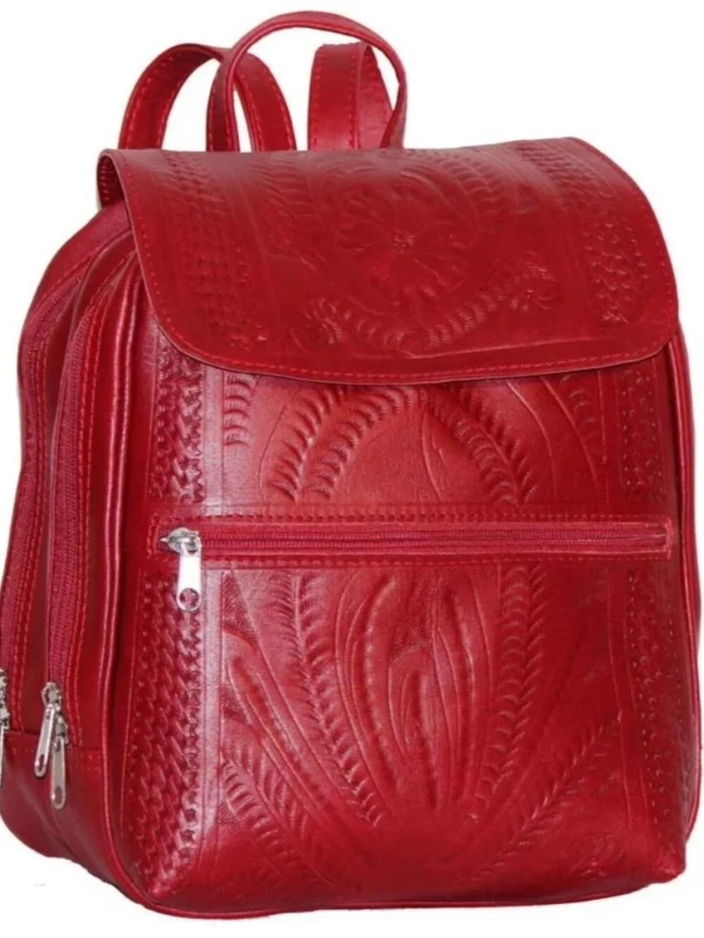 Genuine Leather Ropin West Red Backpack Purse